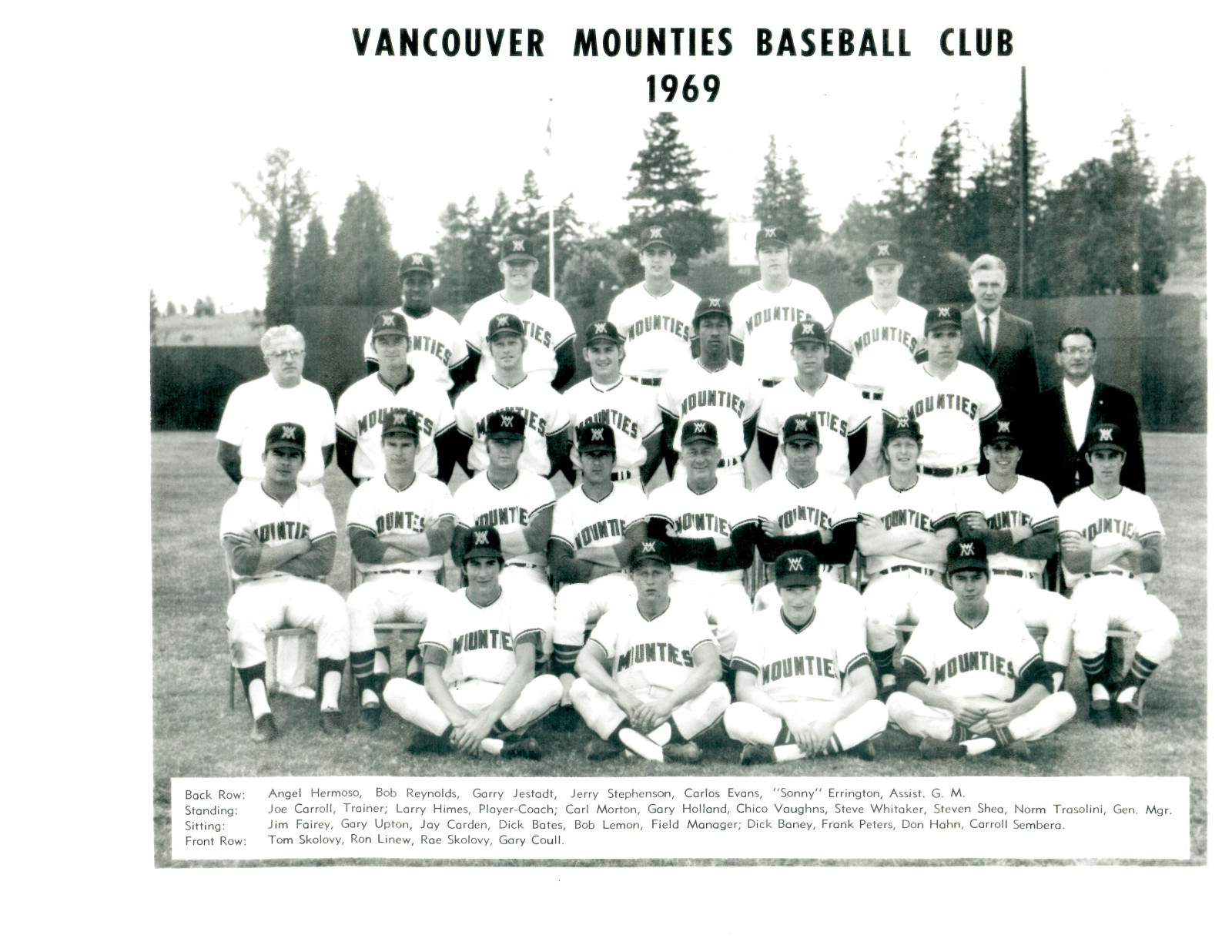 1969 VANCOUVER MOUNTIES BASEBALL TEAM PHOTO CANADA SEATTLE PILOTS FARM