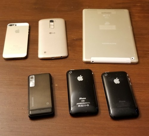 Three iPhones. One LG phone. One Samsung phone. One NuVision Tablet. Parts only. - Picture 2 of 6