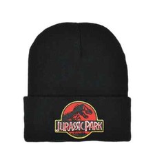 Jurassic Park Logo Themed Black Knit Winter Beanie For Adults/Teens