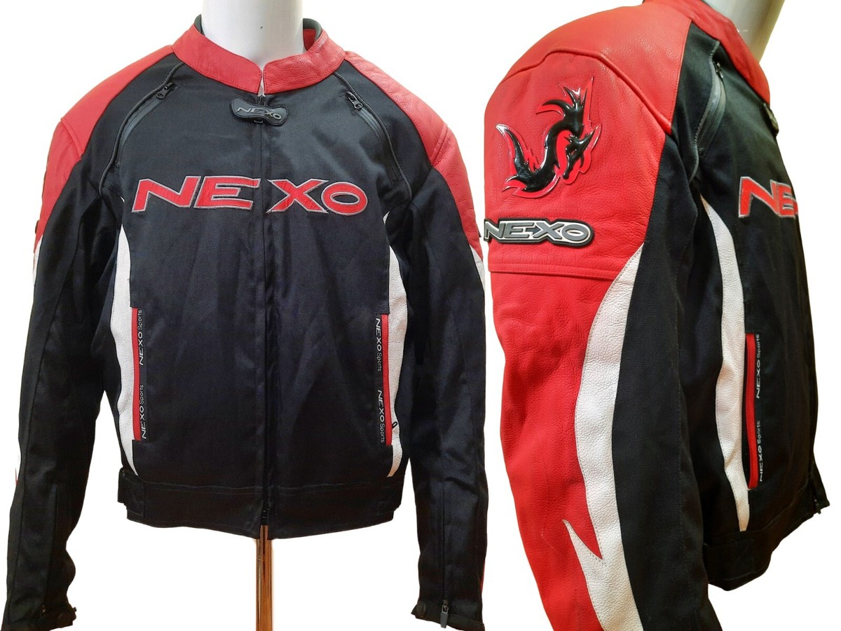 Y2K Leather Racing Motorcycle Jacket Armored Mens Size M Red