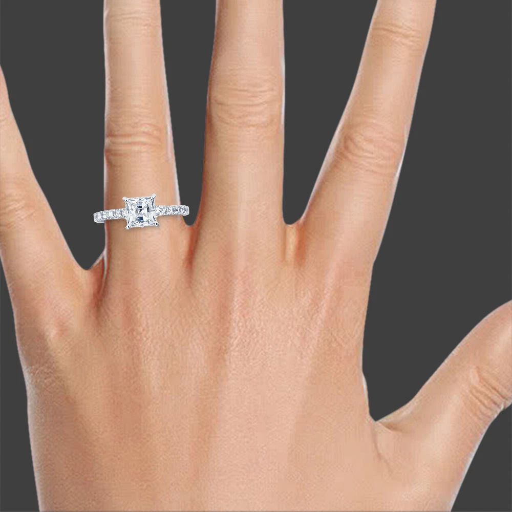 Platinum princess cut shop engagement rings 1 carat