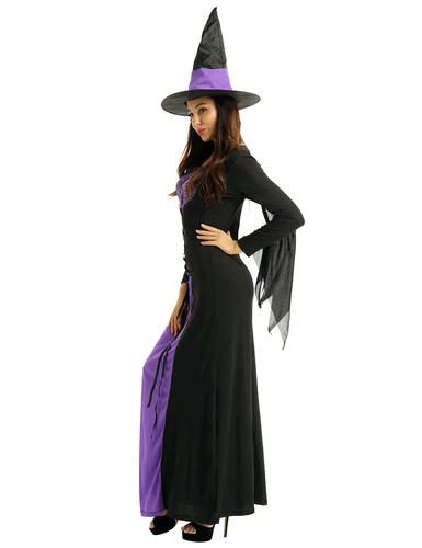 Women's Halloween Wicked Witch Theme Cosplay Costume Outfit Purple Classic Dress - Imagen 9 de 45