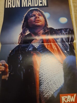 Vintage A3 Large IRON MAIDEN BRUCE DICKINSON / QUEENSRYCHE LIVE POSTER RAW MAG