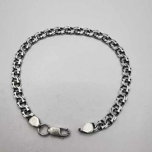 Hermosa pulsera de cadena vintage joyería plata de ley 925 hecha a mano 6,40 g - Imagen 8 de 8