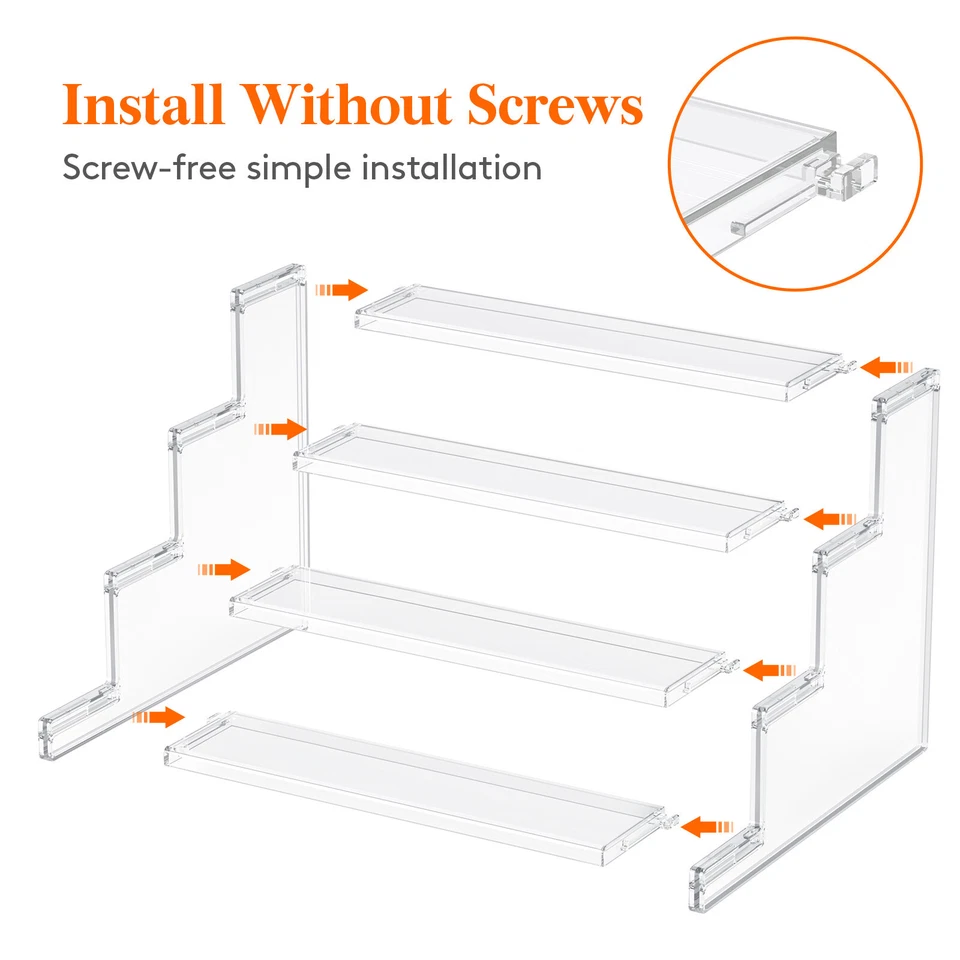 Lifewit Elevadores de Exhibición Transparente de 4 Niveles Organizadores de Soporte para Figuras, 12 pulgadas Foto 2 de 4