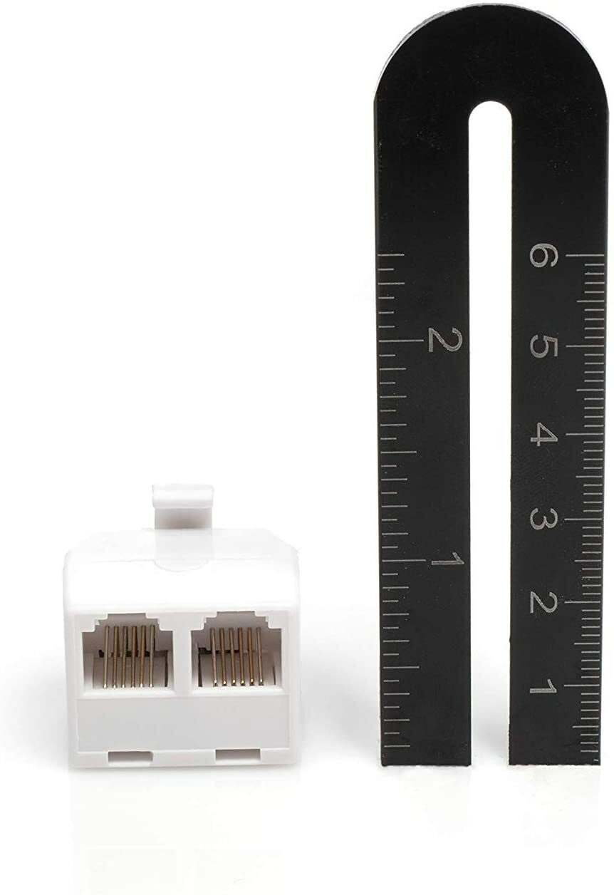 Duplex Modular Phone Wall Jack Adapter (WHITE) RJ11 Splitter One