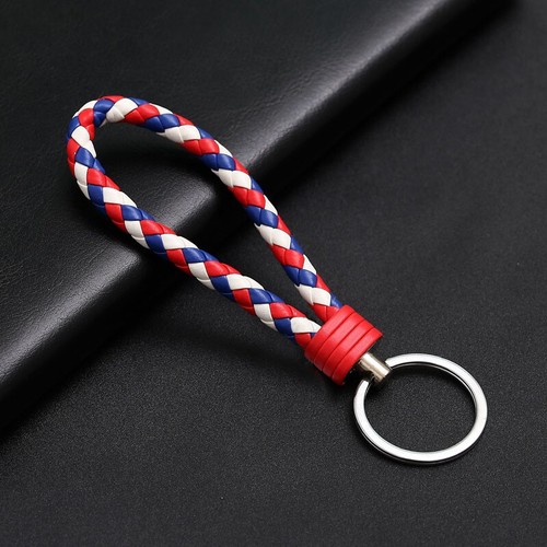 Leather Rope Strap Weave Keychain Keyring Car Key Chain Ring Key Fob Gift - Picture 47 of 47