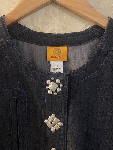Ruby Rd Women's Denim Blazer / Jacket snap up size 10 - Picture 3 of 6