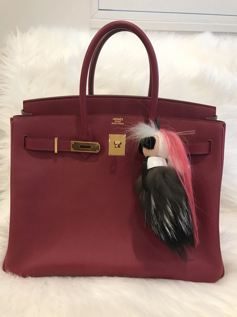Fendi Mini Karlito Goat Mink Fur Monster Purse Bag Charm White