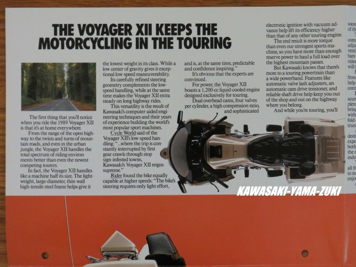 1989 Voyager XII ZG1200-B3 Kawasaki Sales Brochure [OEM] Voyager