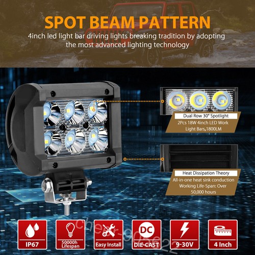 2x 4" pulgadas LED Barra de luces de trabajo Spot Pods Off Road Truck Lámpara de conducción antiniebla SUV ATV - Imagen 3 de 8