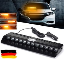 12 LED Dash Strobe Warnleuchte Auto Blitzlicht Blinker Frontblitzer Gelb-Weiß DE