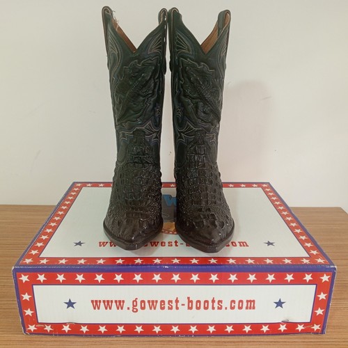 GO WEST BOOTS CROCODILE DANDY BLACK SIZE 8.5 - Picture 2 of 21