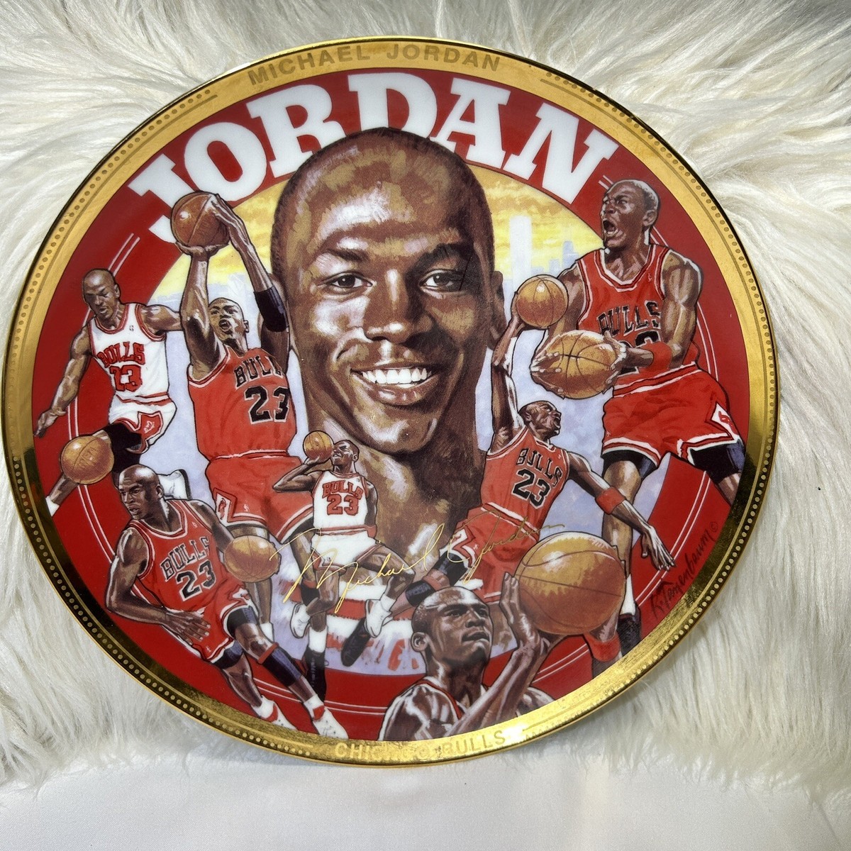 Michael Jordan NBA Chicago Bulls Sports Impression Plate Gold