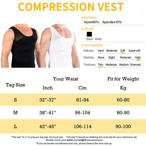 Camiseta modeladora de compresión adelgazante para hombre con gancho/cremallera chaleco EE. UU. - Imagen 36 de 56