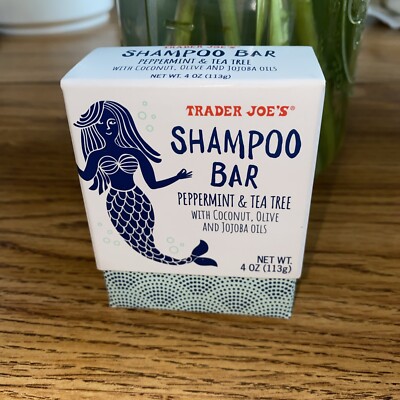 Trader Joe's Shampoo Bar NEW Peppermint Tea Tree Coconut Olive Jojoba 4 Oz Disc.