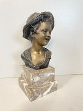 SCULTURA BRONZO FIRMATA De Martino PASTORELLO BIMBO SCUGNIZZO BASE MARMO