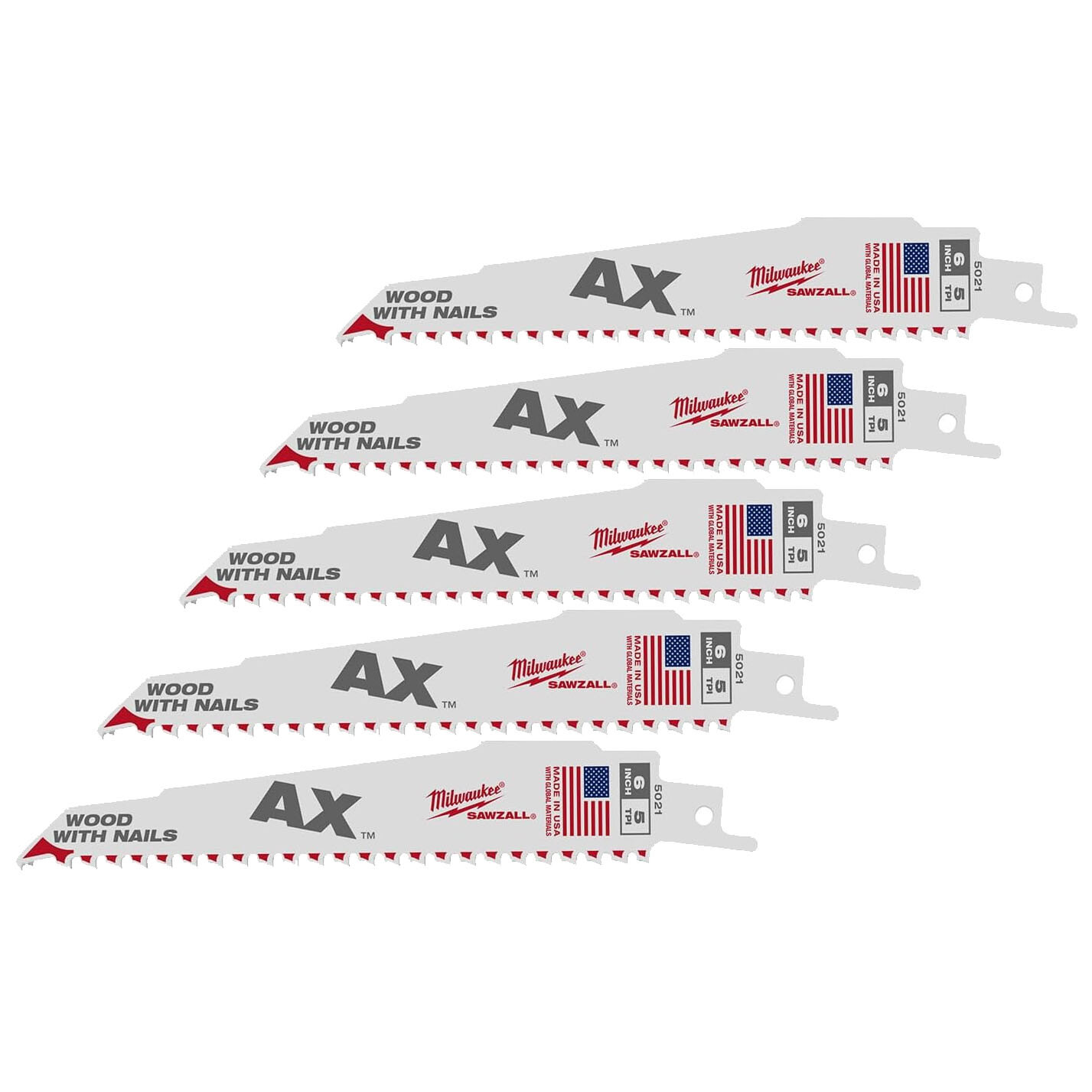 Milwaukee 48-00-5021 6 5 TPI Полотно для возвратно-поступательной пилы Ax Sawzall - 5 шт 3690₽