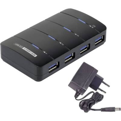 Renkforce 4 Port USB 3.2 Gen 1-Hub (USB 3.0) mit Status-LEDs Schwarz
