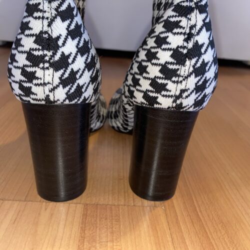 Charles David Boots Banker Black White Houndstooth Sock Ankle Mid Calf- 6.5 NEW - Picture 6 of 9