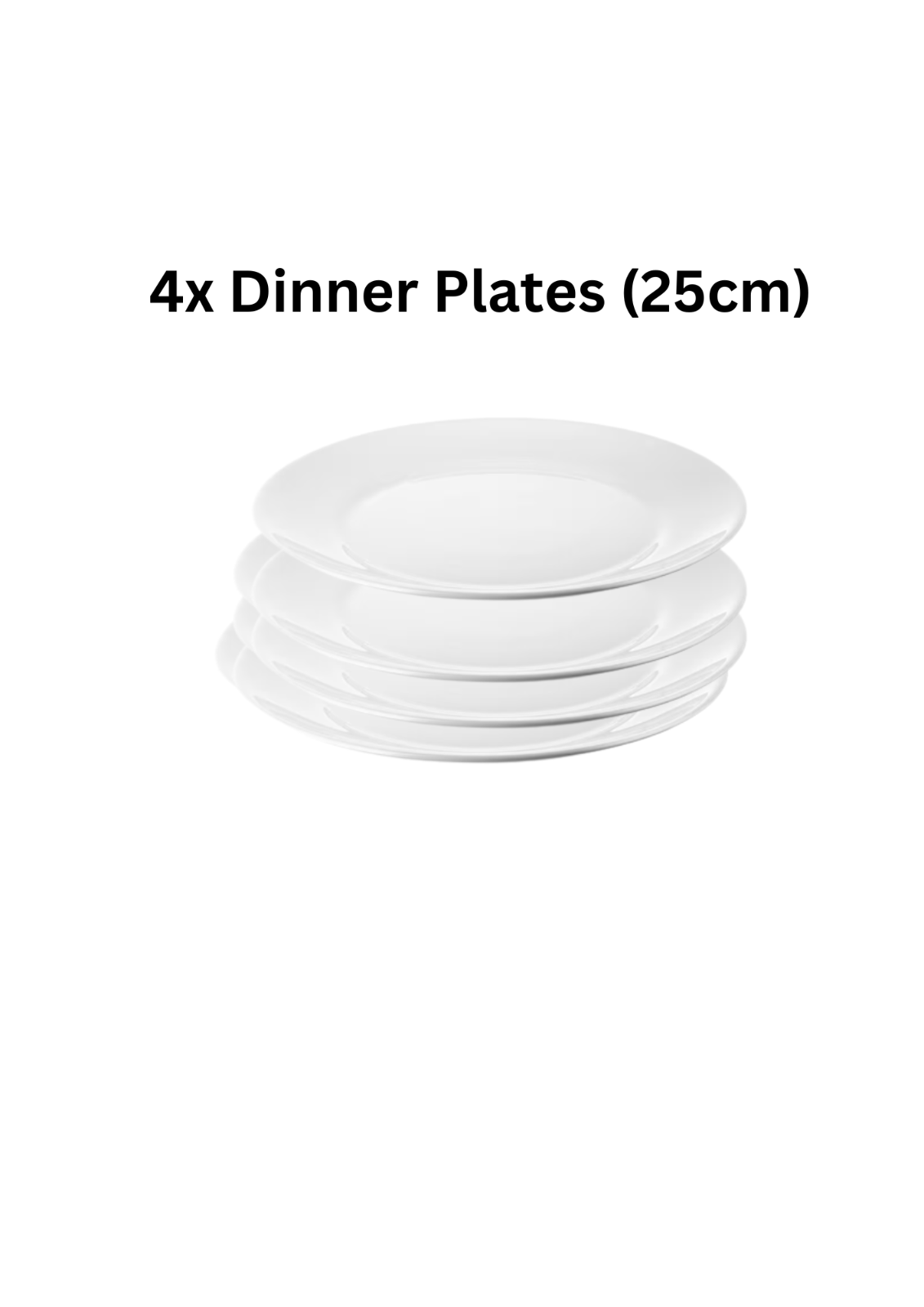 4 x White Dinner Plates Bowls Side Sandwich Dessert Cereal Crockery