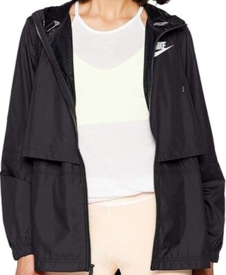 Nike Women's AJ2982 010 Windbreaker Jacket Sports Woven Hoodie
