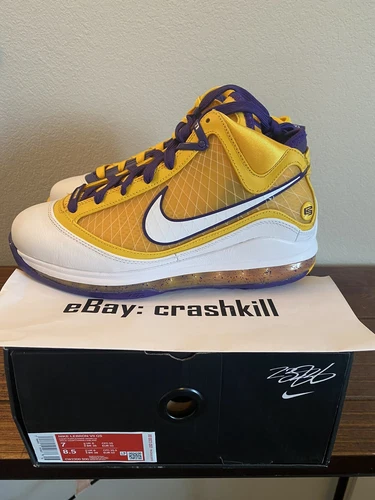 NIKE LEBRON 7 VII QS "MEDIA DAY" LAKERS COURT PURPLE WHITE CW2300-500 SZ 7 DS