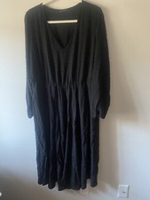 Bloomchic Black Rayon Dress Long Sleeve Boho Maxi Size 14