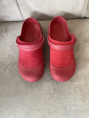 Croc Classic Red Clogs Suede Original Slide Women Shoes Ultra Light W7
