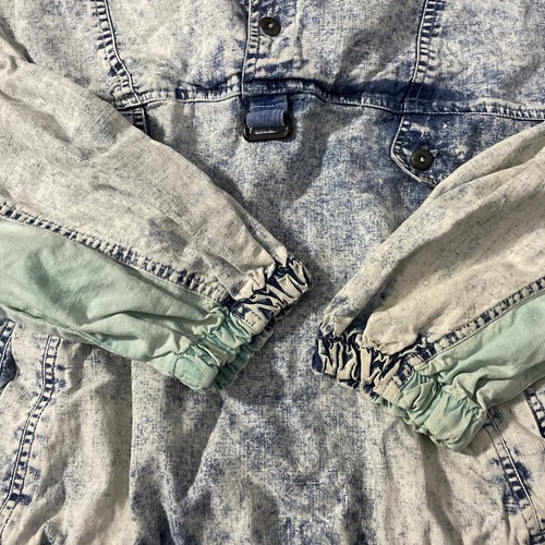 Vintage Bristol Bay Blue Denim Jacket Size Medium Acid Wash Quarter Zip - Picture 9 of 19