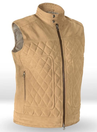 Brand New Men's Beige Suede Lambskin Leather Vest Coat Causal Stylish Waistcoat - Picture 2 of 11
