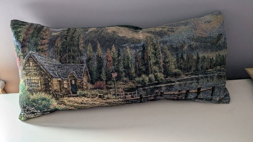 2er Set Thomas Kinkade Wandteppich Überwurf Kissen 16" x 12" Wildnis & Leuchtturm - Bild 2 von 8