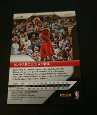 2018-19 Panini Prizm Basketball Red Ice Prizm #111 Al-Farouq Aminu Blazers