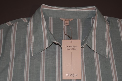 NWT EBERJEY Small Women's Organic Sand Washed Cotton Pajama Top Striped - Picture 6 of 6