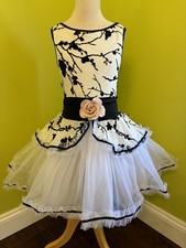 Weissman Dance Costume 14681 Medium Child White Black Cherry Blossom Ballet Tutu