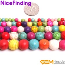 Round Mix Color Howlite Turquoise Stone Beads For Jewelry Making Loose Beads 15"