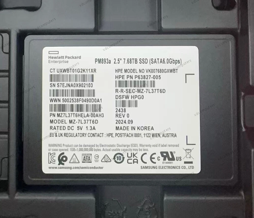 Samsung PM893a 7.68TB SSD HPE 2.5
