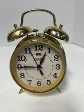 Vintage Spartus Wind Up Alarm Clock Metal Twin Bells Working
