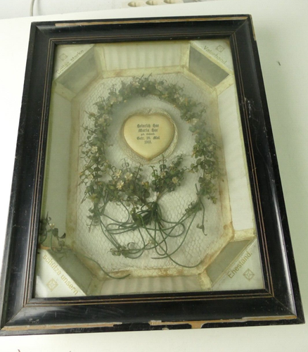 Andenken an die Hochzeit 1918 Diarama Brautschmuck Lorbeerkranz M-5419