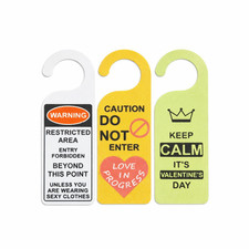 Funny Door Hanger Sign – 3 Designs: Warning, Caution, Keep Calm/Valentine's Gift