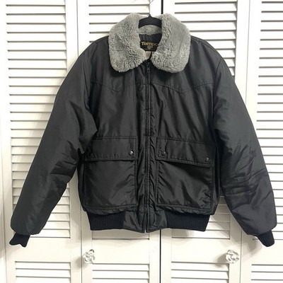 Vintage Tempco Goose Down Insulated Black Bomber Jacket Coat Aviator Men Sz 44 L