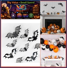 Halloween Wall Decals 48 Pieces Black Bats Stickers Reusable Waterproof PVC
