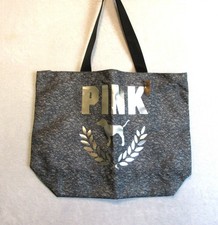 Victoria s Secret PINK Tote Bag Gray Weekender Tote Bag Dog Logo New Full Zip