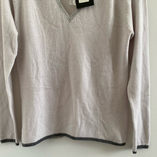 Domenico Vacca Grey V-Neck 100% Cashmere Sweater Size 44 (8) New W/ Tag - Picture 5 of 8