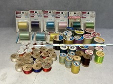 Lot of 57 Vintage Wood  Plastic Thread Spools Assorted Brands Colors