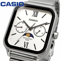 Neu Casio MTP-M305D-7A2V Mondphase Analog Silber Metallband Uhr Japan Y860038