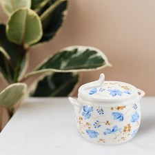  1Pc Ceramic Stew Pot Saucepan with Lid Orchid Stewpan Stewpot with Gilded