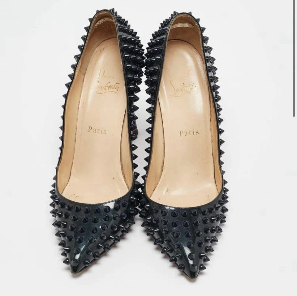 Christian Louboutin Black Patent Leather Pigalle Spikes Pumps Size 39 - Image 3 of 4