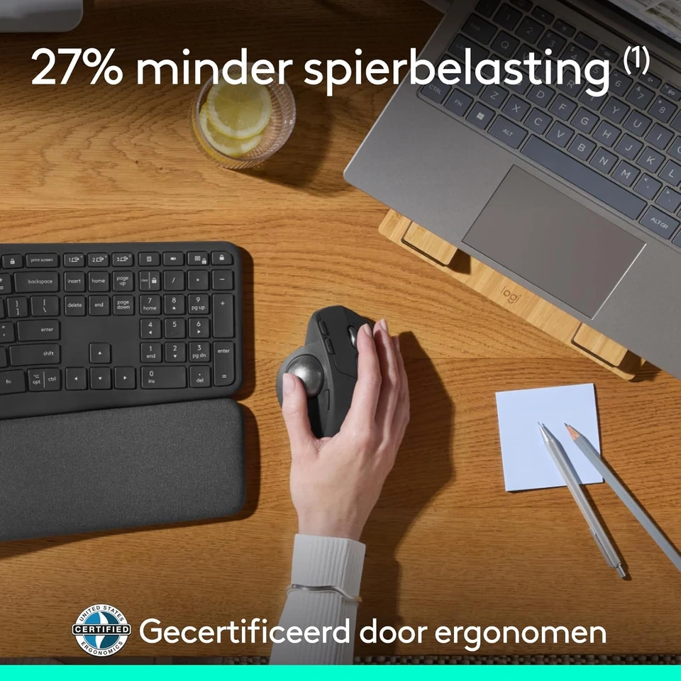 Logitech MX Ergo S Advanced Wireless Trackball Mouse, USB-C Rechargeable Wireles - Image 3 of 4