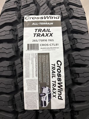 1 (One) New Crosswind Trail Traxx- 265/75R16 Tire 2657516 265 75